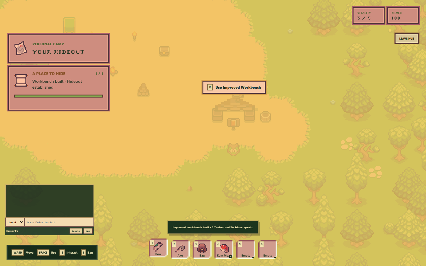Player hideout and workbench